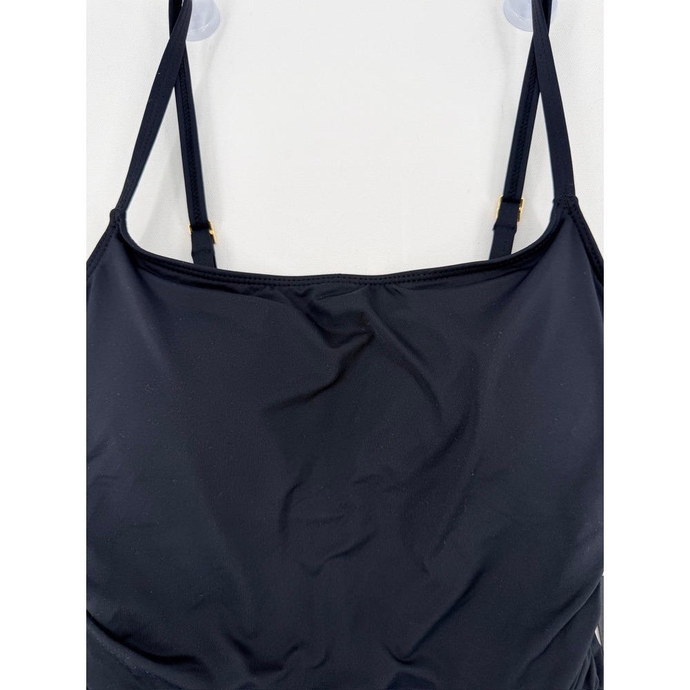 NEW La Blanca Island Goddess One Piece Swimsuit Black Shirred Size 8 - Picture 4 of 11